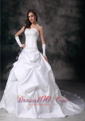 Sweetheart Wedding Dress Taffeta Embroidery