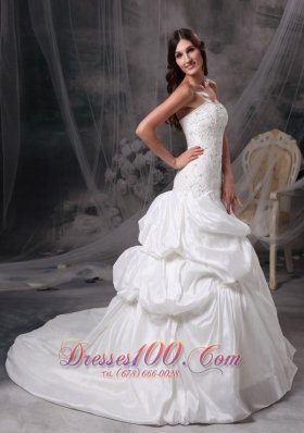 Strapless Wedding Dress Taffeta Appliques On Sale