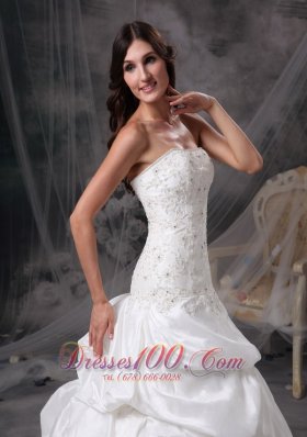 Strapless Wedding Dress Taffeta Appliques On Sale