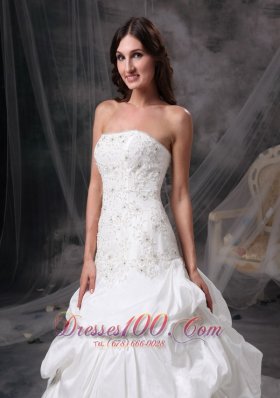 Strapless Wedding Dress Taffeta Appliques On Sale