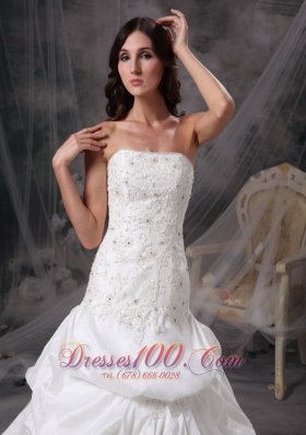 Strapless Wedding Dress Taffeta Appliques On Sale