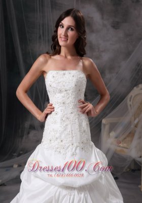 Strapless Wedding Dress Taffeta Appliques On Sale