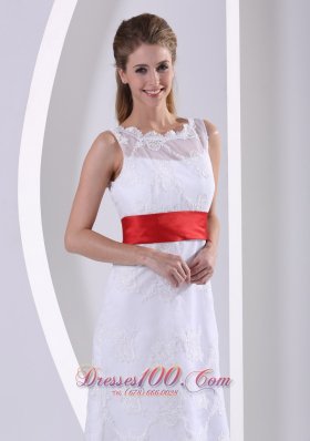 Lace Sash Romantic Beach Wedding Gown 2013