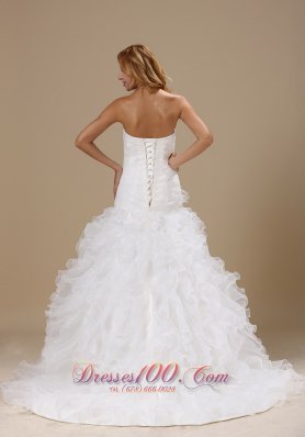 Exquisite Ruffles Decorate Bodice Organza Wedding Dress