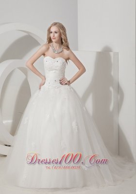 Wedding Dress Sweetheart Tulle Appliques Court Train