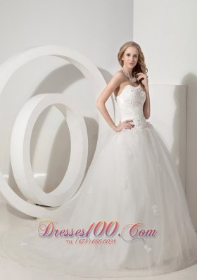 Wedding Dress Sweetheart Tulle Appliques Court Train