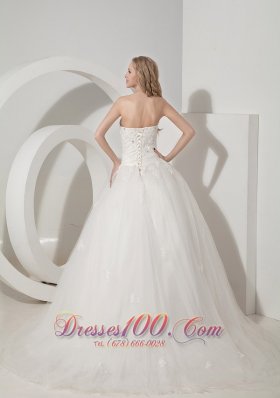 Wedding Dress Sweetheart Tulle Appliques Court Train