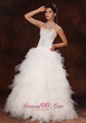 Tulle Ruffles Sweetheart A-line Wedding Gown