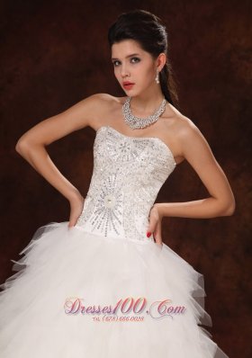 Tulle Ruffles Sweetheart A-line Wedding Gown