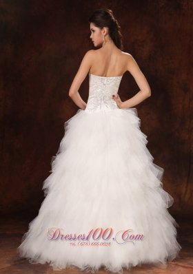 Tulle Ruffles Sweetheart A-line Wedding Gown