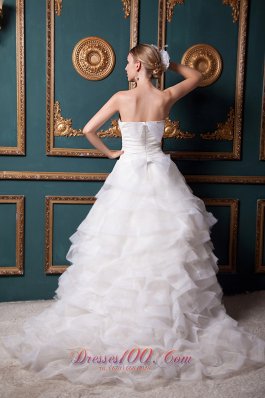 Ostentatious Strapless Organza Ruch Wedding Dress