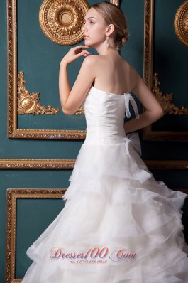 Ostentatious Strapless Organza Ruch Wedding Dress