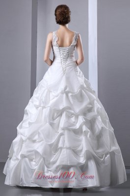 Attractive V-neck Taffeta Ruch Pick-ups Wedding Dress