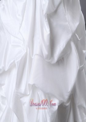 Attractive V-neck Taffeta Ruch Pick-ups Wedding Dress