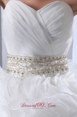 Chapel Train Organza Ruffles Bridal Dress