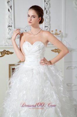 Sweetheart Organza Feather Ruch Bridal Dress