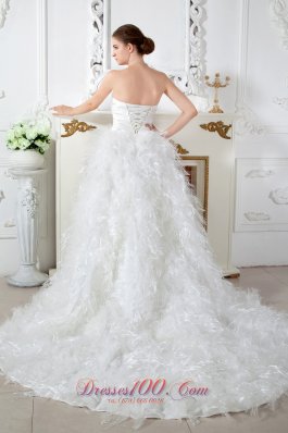 Sweetheart Organza Feather Ruch Bridal Dress