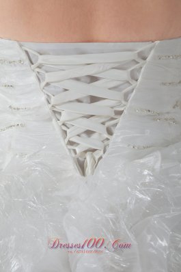 Sweetheart Organza Feather Ruch Bridal Dress