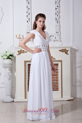 Soft Prom Dress V-neck Chiffon Beading