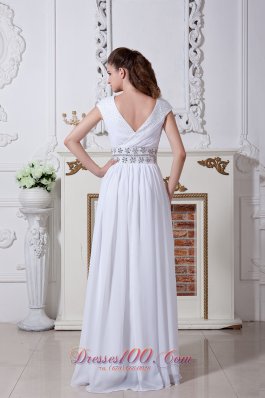 Soft Prom Dress V-neck Chiffon Beading