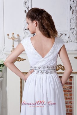 Soft Prom Dress V-neck Chiffon Beading