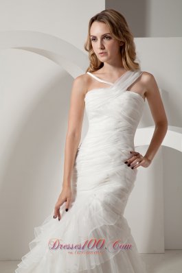 Mermaid V-neck Organza Ruffles Wedding Dress