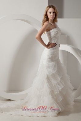 Mermaid V-neck Organza Ruffles Wedding Dress