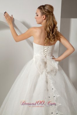 Unique Strapless Organza Bridal Dress Beading