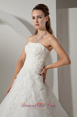 Modest Organza Bridal Dress Appliques 2013