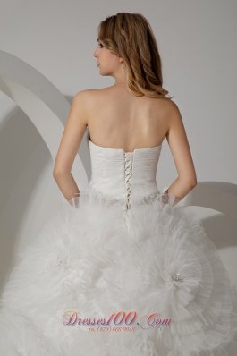 Strapless Tulle Bridal Dress Beading Court Train