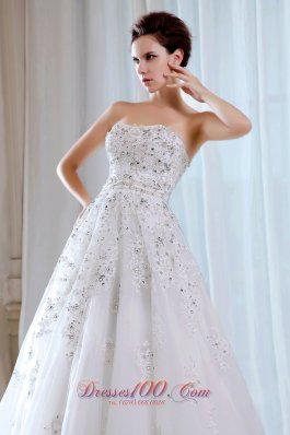 Sweet Strapless Tulle Beading Bridal Dress