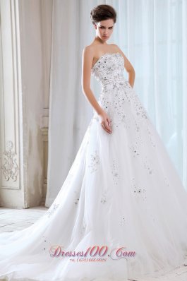 Sweet Strapless Tulle Beading Bridal Dress