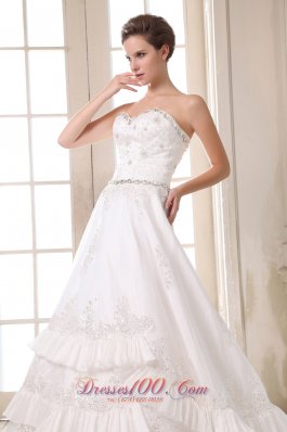 Sweetheart Bridal Dress Taffeta Beading and Appliques