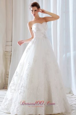 Princess Sweetheart Lace Ruchings Bridal Dress