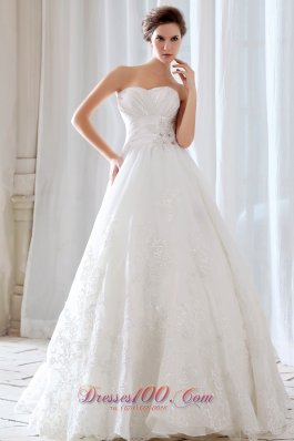 Princess Sweetheart Lace Ruchings Bridal Dress