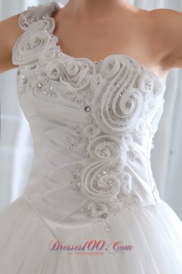 One Shoulder Tulle Beading Appliques Bridal Dresses