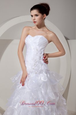 Ruffles Sweetheart Organza Princess Bridal Gown Handle Flowers