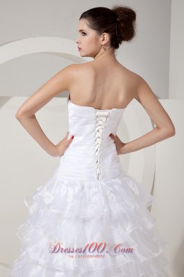 Ruffles Sweetheart Organza Princess Bridal Gown Handle Flowers