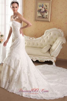 Mermaid Strapless Lace Beading Bridal Gowns