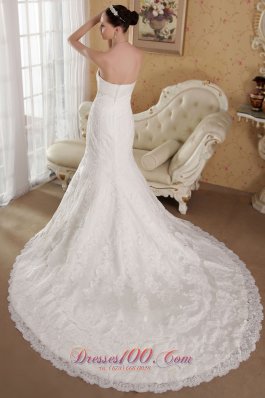 Mermaid Strapless Lace Beading Bridal Gowns