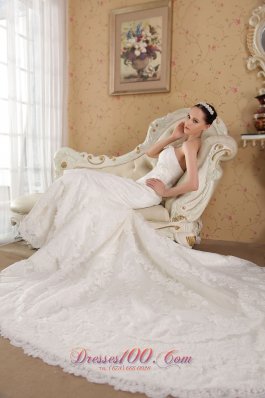 Mermaid Strapless Lace Beading Bridal Gowns