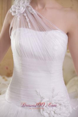 Floral One Shoulder  Ruffles Bridal Gown