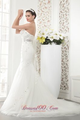 Court Train Tulle Beading Bridal gowns