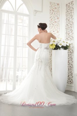 Court Train Tulle Beading Bridal gowns