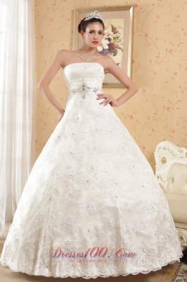 Strapless Satin Beading Special Fabric Bridal Gowns