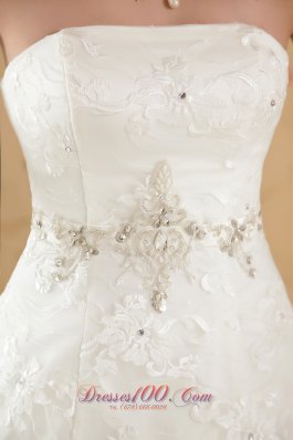 Strapless Satin Beading Special Fabric Bridal Gowns