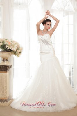 Trumpet Sweetheart Organza Sequins Bridal Gown
