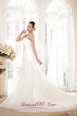 Trumpet Sweetheart Organza Sequins Bridal Gown