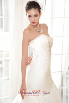 Trumpet Sweetheart Organza Sequins Bridal Gown