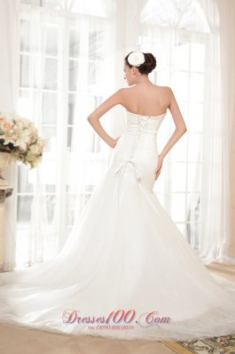 Trumpet Sweetheart Organza Sequins Bridal Gown